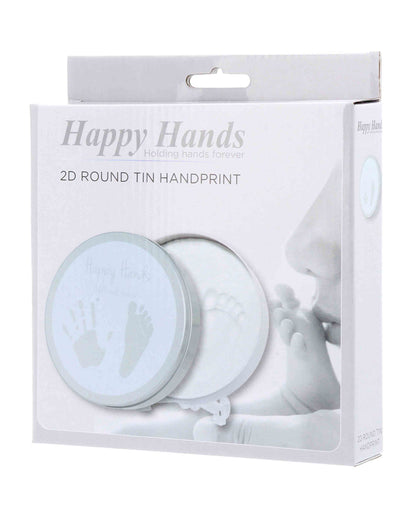 Dooky Happy Hands 2D Baby Handprint & Footprint Kit-Round Memory Tin with Safe Natural Clay-Baby Keepsakes Gift Set For Baby Shower