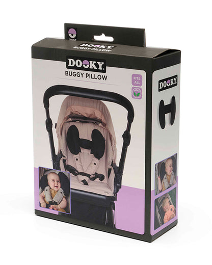 Dooky Stroller Pillow-Provides Optimal Head & Neck Support-Soft & Breathable Material-Anti Slip Bottom Keeps It Securely In Place-For 6 to 24M-Black