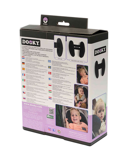 Dooky Stroller Pillow-Provides Optimal Head & Neck Support-Soft & Breathable Material-Anti Slip Bottom Keeps It Securely In Place-For 6 to 24M-Black