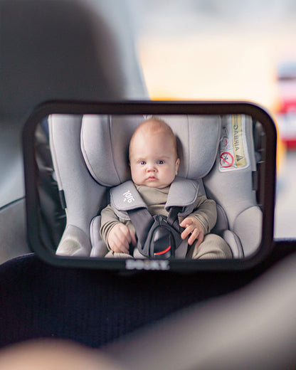 Dooky Baby Car Mirror-For Rear Facing Seat-360 Degrees Rotatable-Crash Tested Clear Convex View Car Mirror-Quick & Easy To Attach With Two Straps