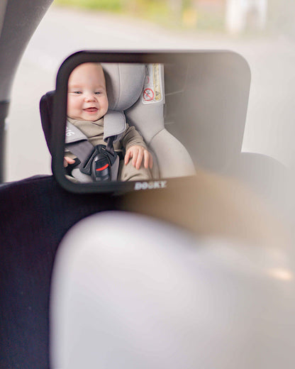 Dooky Baby Car Mirror-For Rear Facing Seat-360 Degrees Rotatable-Crash Tested Clear Convex View Car Mirror-Quick & Easy To Attach With Two Straps