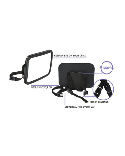 Dooky Baby Car Mirror-For Rear Facing Seat-360 Degrees Rotatable-Crash Tested Clear Convex View Car Mirror-Quick & Easy To Attach With Two Straps