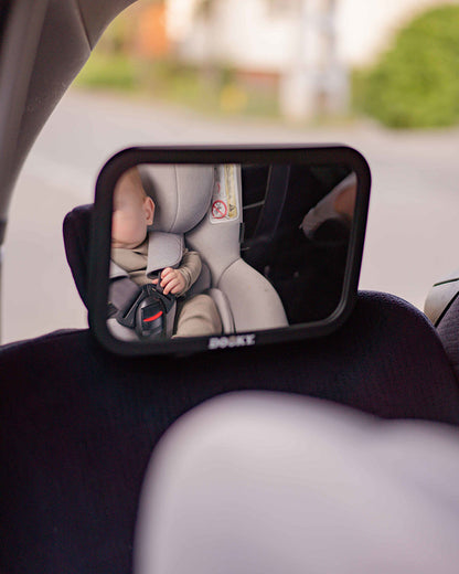 Dooky Baby Car Mirror-For Rear Facing Seat-360 Degrees Rotatable-Crash Tested Clear Convex View Car Mirror-Quick & Easy To Attach With Two Straps