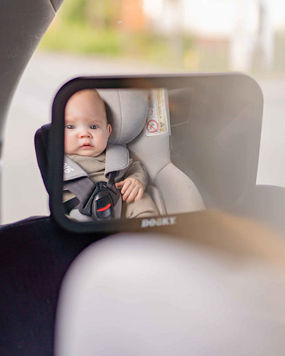 Dooky Baby Car Mirror-For Rear Facing Seat-360 Degrees Rotatable-Crash Tested Clear Convex View Car Mirror-Quick & Easy To Attach With Two Straps