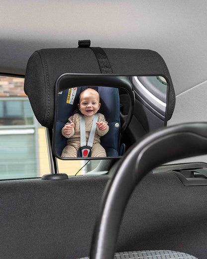 Dooky Baby Car Mirror Small-For Rear Facing Seat-360 Degrees Rotatable-Crash Tested Clear Convex View Car Mirror-Quick & Easy To Attach With Two Straps