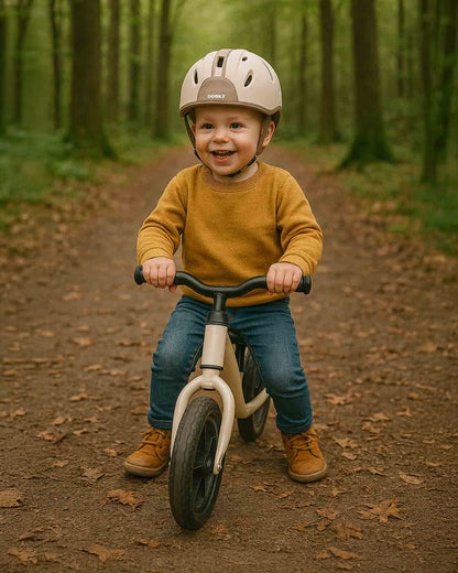 Dooky Baby Safety Helmet-With Adjustable Velcro Strap-Ventilation Holes For Added Comfort-Absorbs Impacts & Helps Prevent Bumps-For Indoor Use & Slippery Floors-For 6 to 24M-Beige