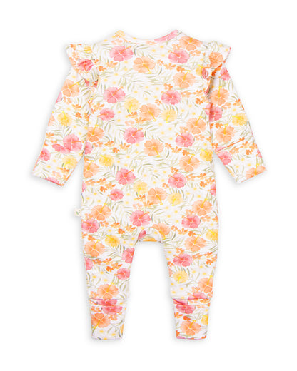 Tiny Twig Multicolor Sleepsuit-Hibiscus Print-Organic Cotton-For Infants