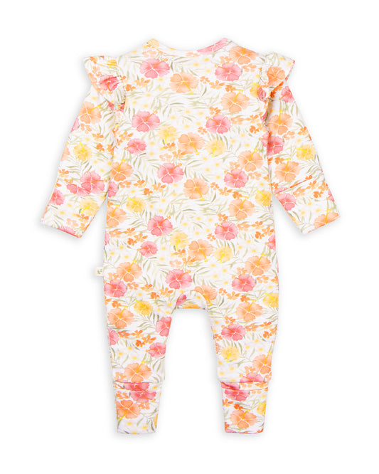 Tiny Twig Multicolor Sleepsuit-Hibiscus Print-Organic Cotton-For Infants