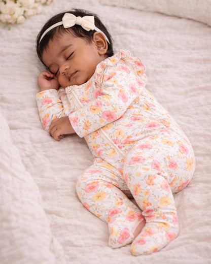 Tiny Twig Multicolor Sleepsuit-Hibiscus Print-Organic Cotton-For Infants