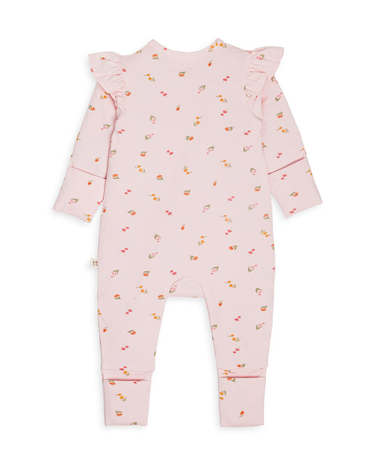 Tiny Twig Pastel Pink Sleepsuit-Printed-Organic Cotton-For Infants