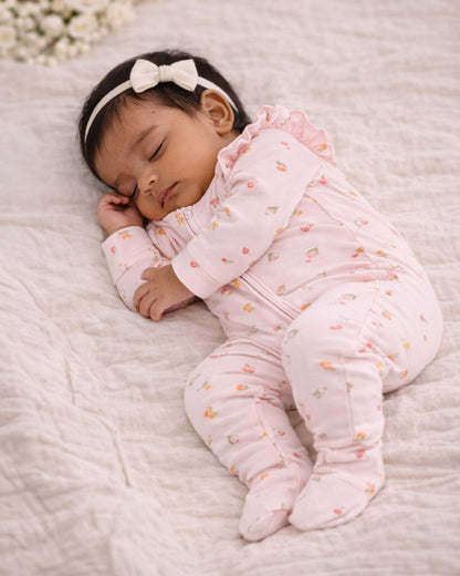 Tiny Twig Pastel Pink Sleepsuit-Printed-Organic Cotton-For Infants