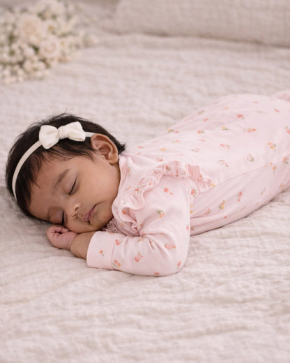 Tiny Twig Pastel Pink Sleepsuit-Printed-Organic Cotton-For Infants