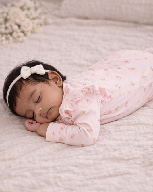 Tiny Twig Pastel Pink Sleepsuit-Printed-Organic Cotton-For Infants