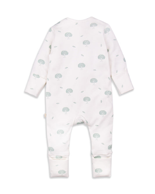 Tiny Twig White Sleepsuit-Wish Tree Print-Organic Cotton-For Infants