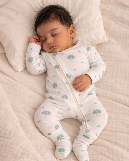 Tiny Twig White Sleepsuit-Wish Tree Print-Organic Cotton-For Infants