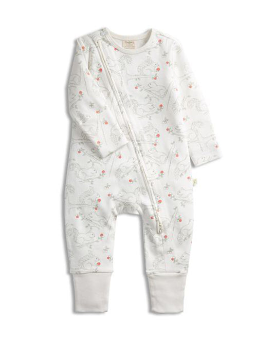 Tiny Twig White Sleepsuit-Squirrel Print-Organic Cotton-For Infants