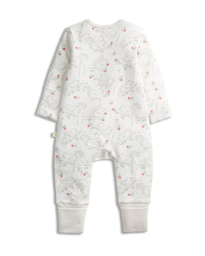 Tiny Twig White Sleepsuit-Squirrel Print-Organic Cotton-For Infants