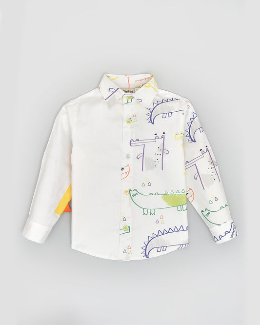 La dee da White Shirt-The Alligator-Cotton-For Infants