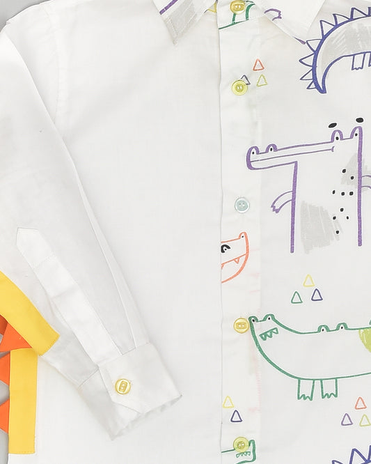 La dee da White Shirt-The Alligator-Cotton-For Infants