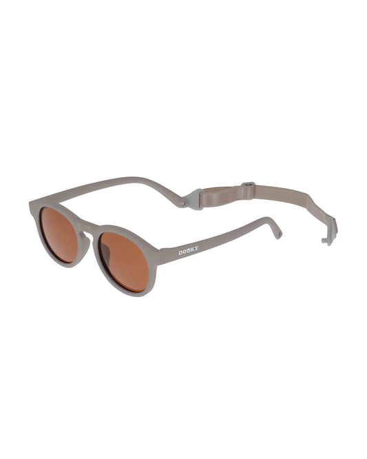Dooky Aruba Taupe Sunglasses-UV 400 Protection & Polarized Lens-Detachable Strap-For Infants