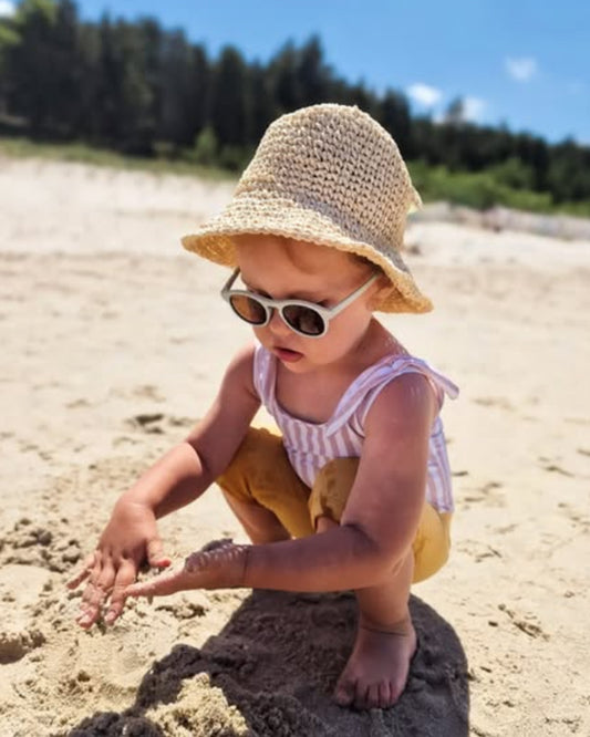 Dooky Aruba Taupe Sunglasses-UV 400 Protection & Polarized Lens-Detachable Strap-For Infants