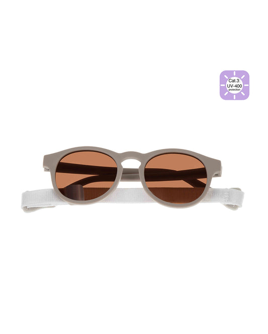 Dooky Aruba Taupe Sunglasses-UV 400 Protection & Polarized Lens-Detachable Strap-For Infants
