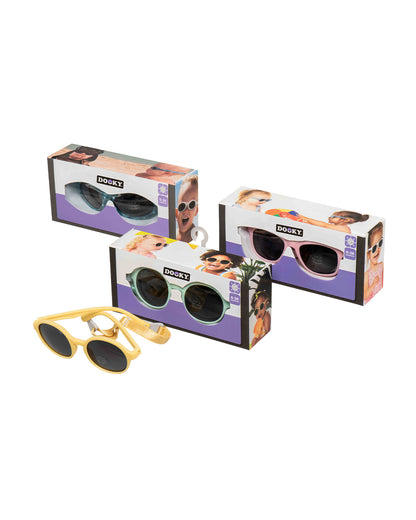 Dooky Fiji Beige Sunglasses-UV 400 Protection & Polarized Lens-Detachable Strap-For Infants