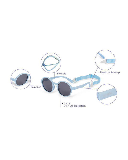 Dooky Fiji Beige Sunglasses-UV 400 Protection & Polarized Lens-Detachable Strap-For Infants