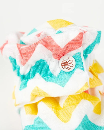 BeeLittle Multicolor Booties-Zigzag Print-Organic Muslin-For Infants
