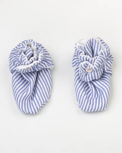 BeeLittle Blue Booties-Striped-Cotton-For Infants