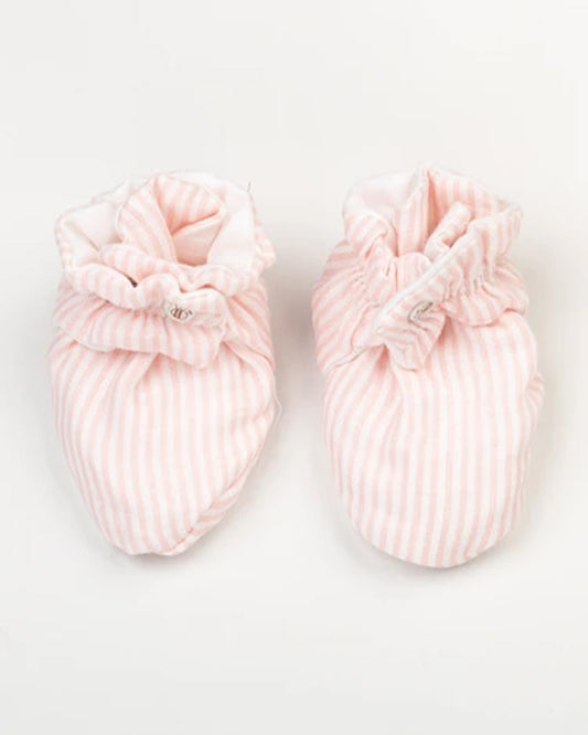 BeeLittle Pink & White Booties-Striped-Cotton-For Infants