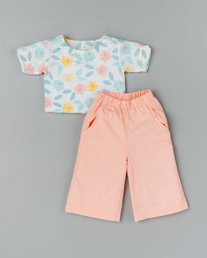 BeeLittle Pastel Pink Top & Pant Set-Floral Print-Cotton-For Infants