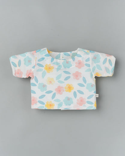 BeeLittle Pastel Pink Top & Pant Set-Floral Print-Cotton-For Infants