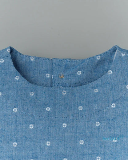 BeeLittle Light Blue Top & Pant Set-Polka Dots Print-Cotton-For Infants