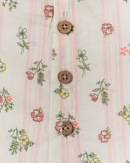 BeeLittle Peach & Sage Green Top & Pant Set-Floral Print-Cotton-For Infants