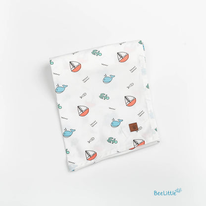 BeeLittle Nursing Cover-Sea Splash-Lightweight & Breathable with Adjustable Strap-Organic Cotton-For Nursing