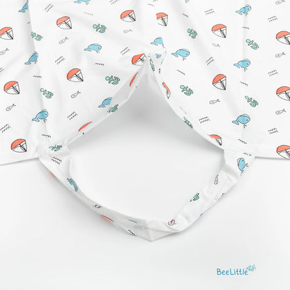 BeeLittle Nursing Cover-Sea Splash-Lightweight & Breathable with Adjustable Strap-Organic Cotton-For Nursing