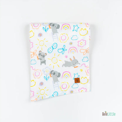 BeeLittle Nursing Cover-Rainbow Koala-Lightweight & Breathable with Adjustable Strap-Organic Cotton-For Nursing