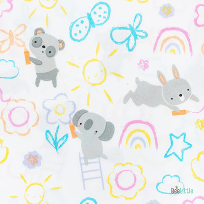 BeeLittle Nursing Cover-Rainbow Koala-Lightweight & Breathable with Adjustable Strap-Organic Cotton-For Nursing