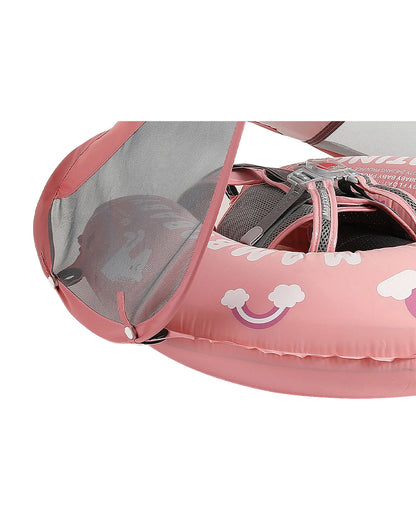 Mambobaby Chest Float Swimming Tube-Self Inflating Design with 5 Point Safety Harness & 3 Swim Modes, UPF 50+ Canopy Protection-Upto 18 kg Baby Weight-Unicorn-Pink