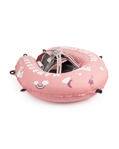 Mambobaby Chest Float Swimming Tube-Self Inflating Design with 5 Point Safety Harness & 3 Swim Modes, UPF 50+ Canopy Protection-Upto 18 kg Baby Weight-Unicorn-Pink