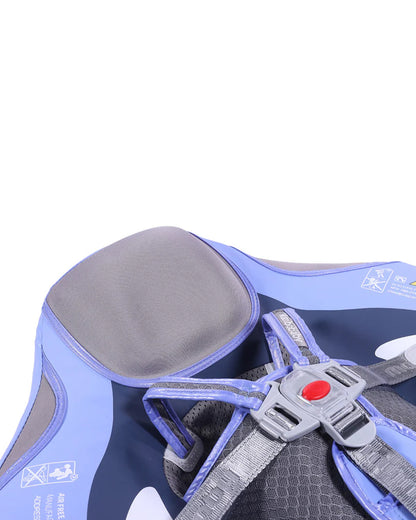 Mambobaby Chest Float Swimming Tube-Air Free Foam Design with 5 Point Safety Harness & 3 Swim Modes, UPF 50+ Detachable Flat Canopy-Upto 18 kg Baby Weight-Penguin-Purple
