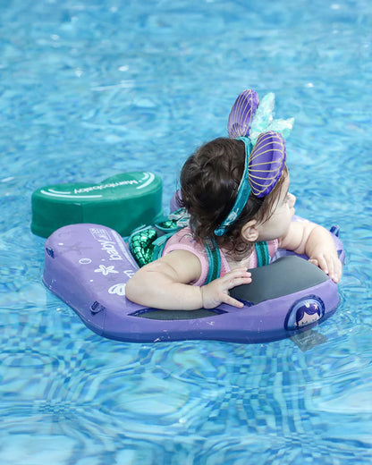 Mambobaby Chest Float Swimming Tube-Air Free Foam Design with 5 Point Safety Harness & 3 Swim Modes, UPF 50+ Detachable Flat Canopy-Upto 18 kg Baby Weight-Mermaid-Purple