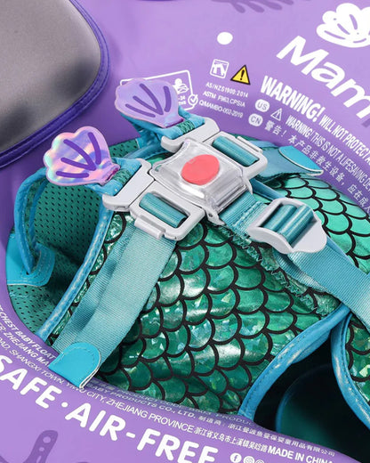 Mambobaby Chest Float Swimming Tube-Air Free Foam Design with 5 Point Safety Harness & 3 Swim Modes, UPF 50+ Detachable Flat Canopy-Upto 18 kg Baby Weight-Mermaid-Purple
