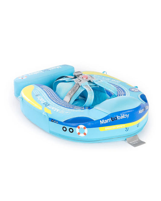 Mambobaby Chest Float Swimming Tube-Air Free Foam Design with 5 Point Safety Harness & 3 Swim Modes, UPF 50+ Detachable Flat Canopy-Upto 18 kg Baby Weight-Ship-Blue
