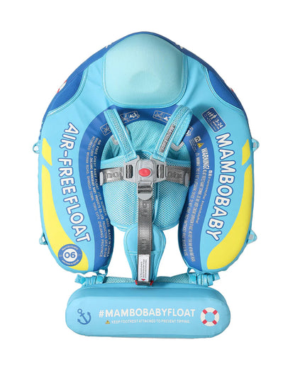 Mambobaby Chest Float Swimming Tube-Air Free Foam Design with 5 Point Safety Harness & 3 Swim Modes, UPF 50+ Detachable Flat Canopy-Upto 18 kg Baby Weight-Ship-Blue
