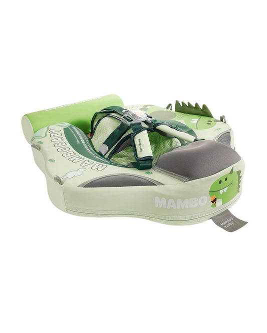 Mambobaby Chest Float Swimming Tube-Air Free Foam Design with 5 Point Safety Harness & 3 Swim Modes, UPF 50+ Detachable Flat Canopy-Upto 18 kg Baby Weight-Dino-Green