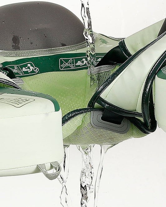 Mambobaby Chest Float Swimming Tube-Air Free Foam Design with 5 Point Safety Harness & 3 Swim Modes, UPF 50+ Detachable Flat Canopy-Upto 18 kg Baby Weight-Dino-Green