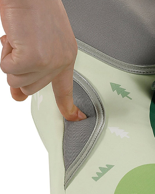 Mambobaby Chest Float Swimming Tube-Air Free Foam Design with 5 Point Safety Harness & 3 Swim Modes, UPF 50+ Detachable Flat Canopy-Upto 18 kg Baby Weight-Dino-Green
