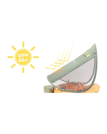 Mambobaby Chest Float Swimming Tube-Air Free Foam Design with 5 Point Safety Harness & 3 Swim Modes, UPF 50+ Detachable Flat Canopy-Upto 18 kg Baby Weight-Pumpkin-Yellow